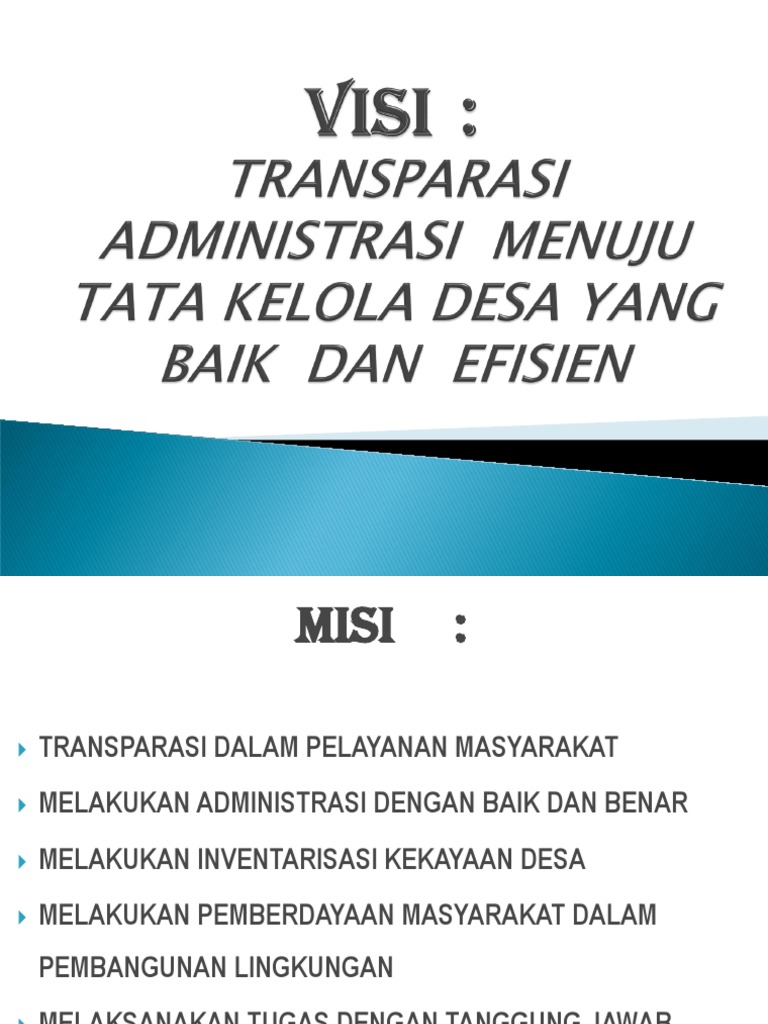 Contoh Visi dan Misi Kepala Desa