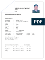 Marl Anthony C. Masangkay: Position Desired: Driver-Agent