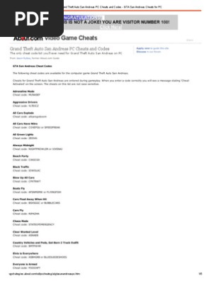 Featured image of post Cheats For Gta San Andreas Pc Pdf San andres on ps2 and gta