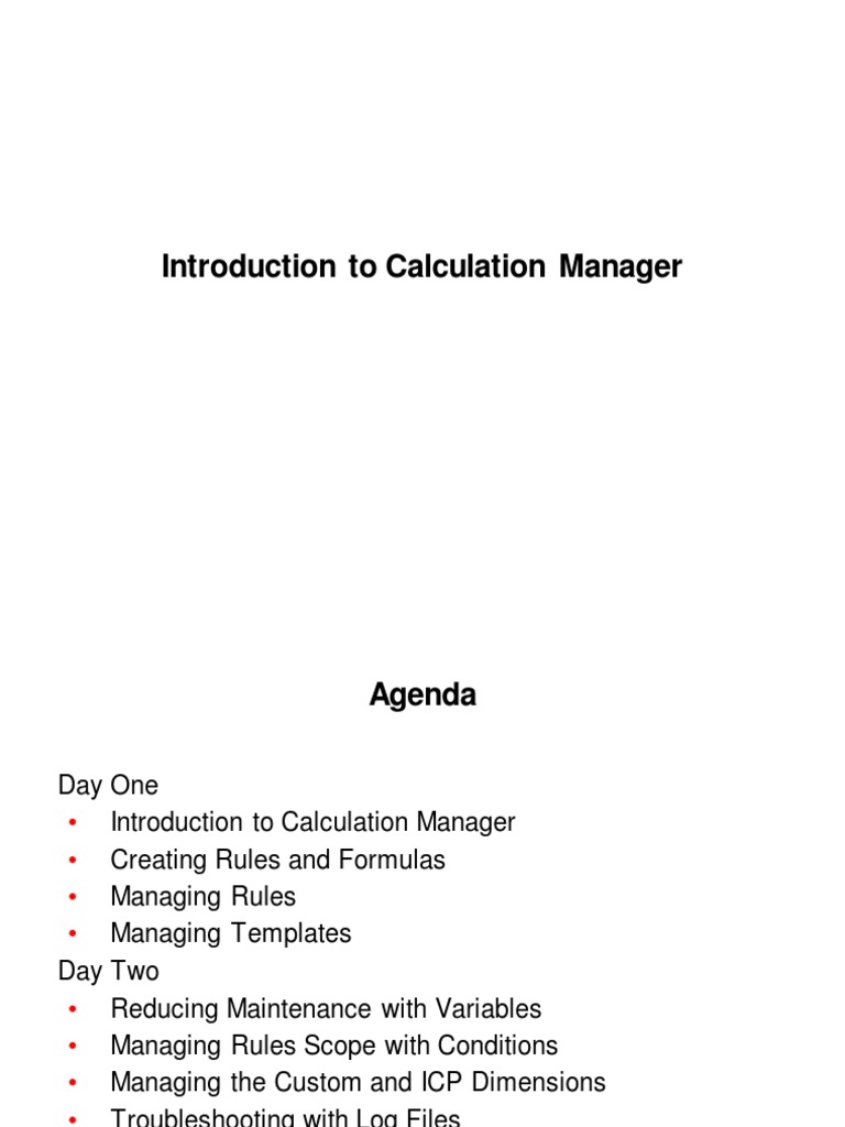 Introduction to Oracle Calculation Manager | PDF