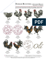 Damask Roosters Thread Chart