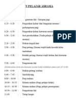 Contoh Jadual Harian Pelajar Asrama