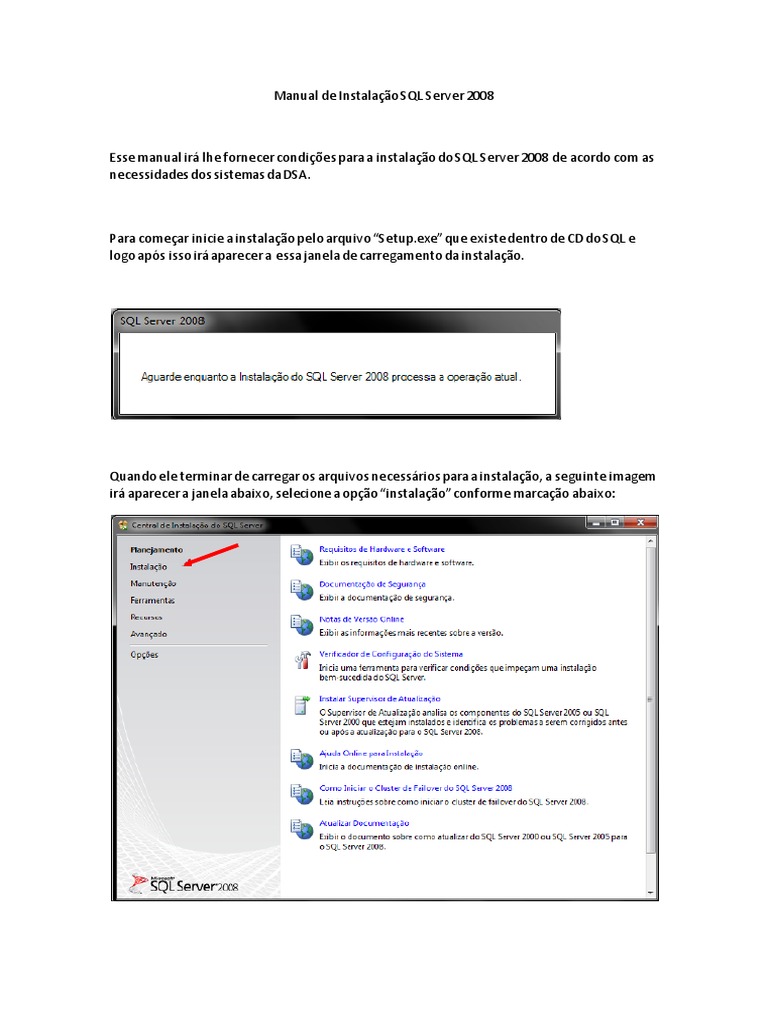 Tutorial Instalação SQL Server 2008 PDF | PDF