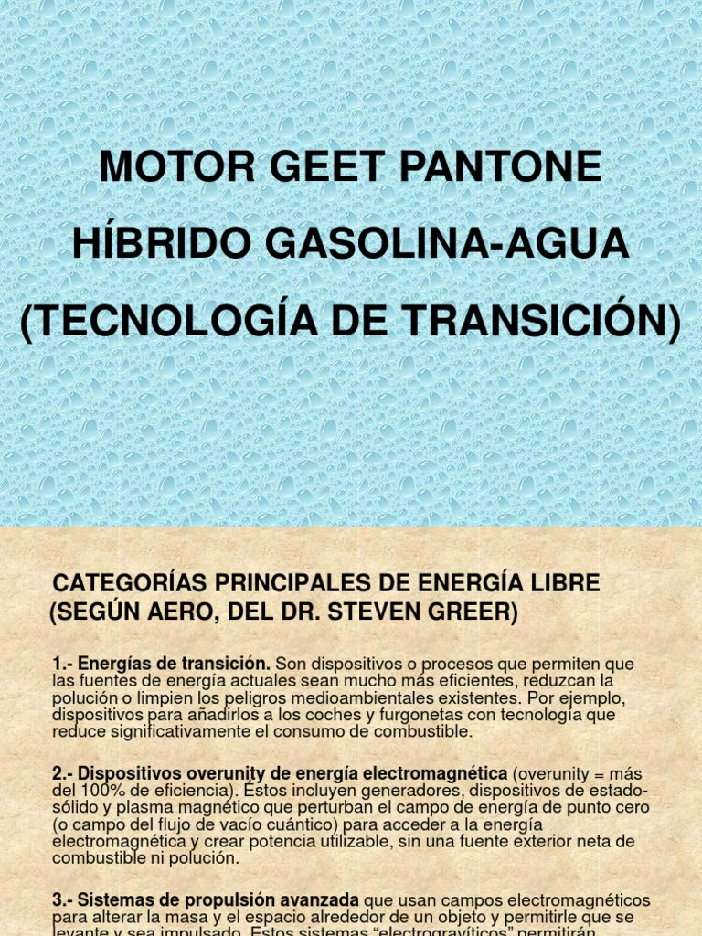 Motor GEET Pantone: Energía Híbrida Eficiente | PDF | Gasolina | Agua