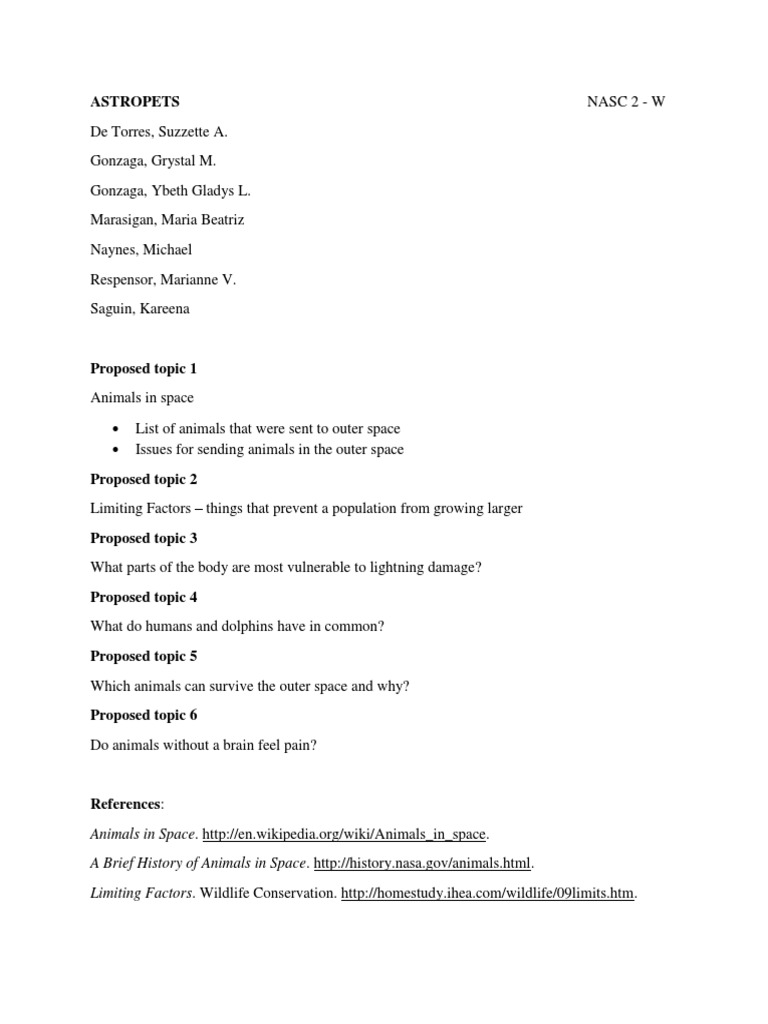 Proposed Topics For NASC 2 | PDF | Science & Mathematics
