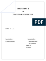 Assingment - 2 OF Industrial Psychology: Submitted To: - Submitted By