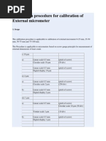 Calibration Procedure For Calibration of External Micrometer