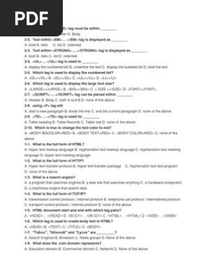Html Multiple Choice Questions Html Html Element