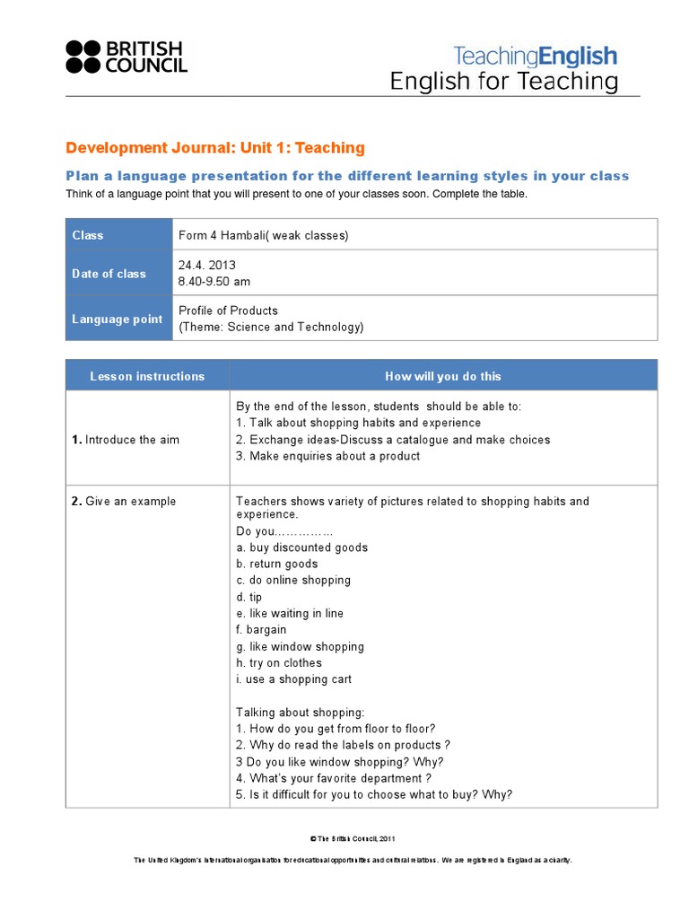 Development Journal Teaching | PDF | Language Arts & Discipline