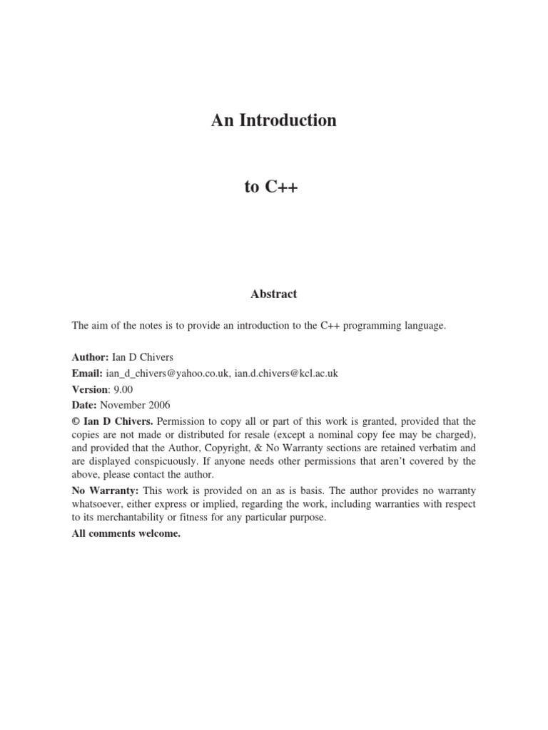 Introduction To C++ | PDF | Object Oriented Programming | Data Type