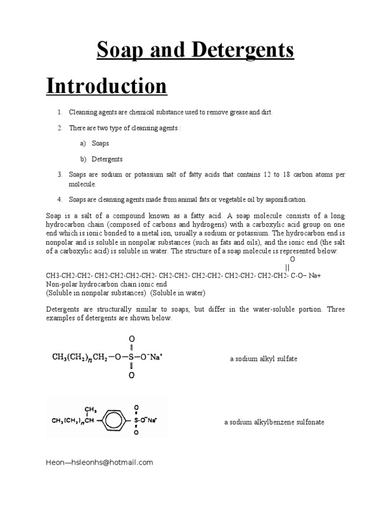 Form 5 Chemistry Folio Soap and Detergent PDF Soap Sodium Hydroxide