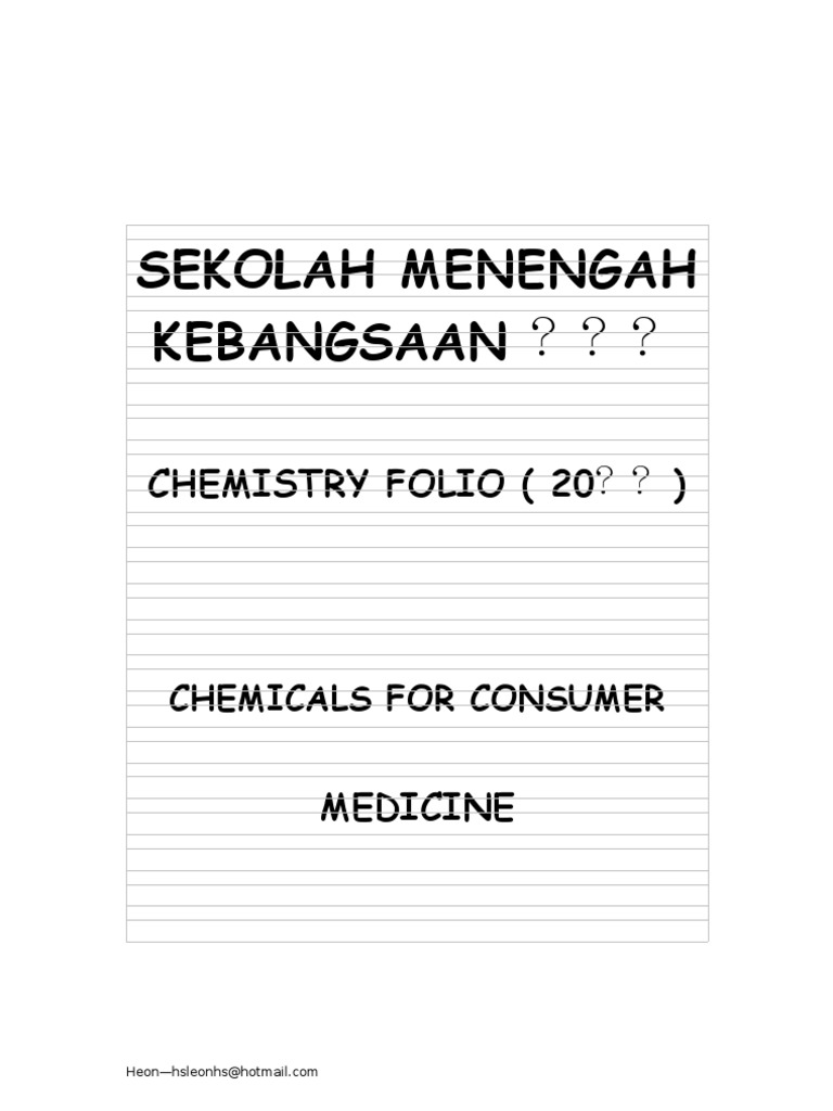 Form 5 Chemistry Folio Medicine PDF Aspirin Analgesic