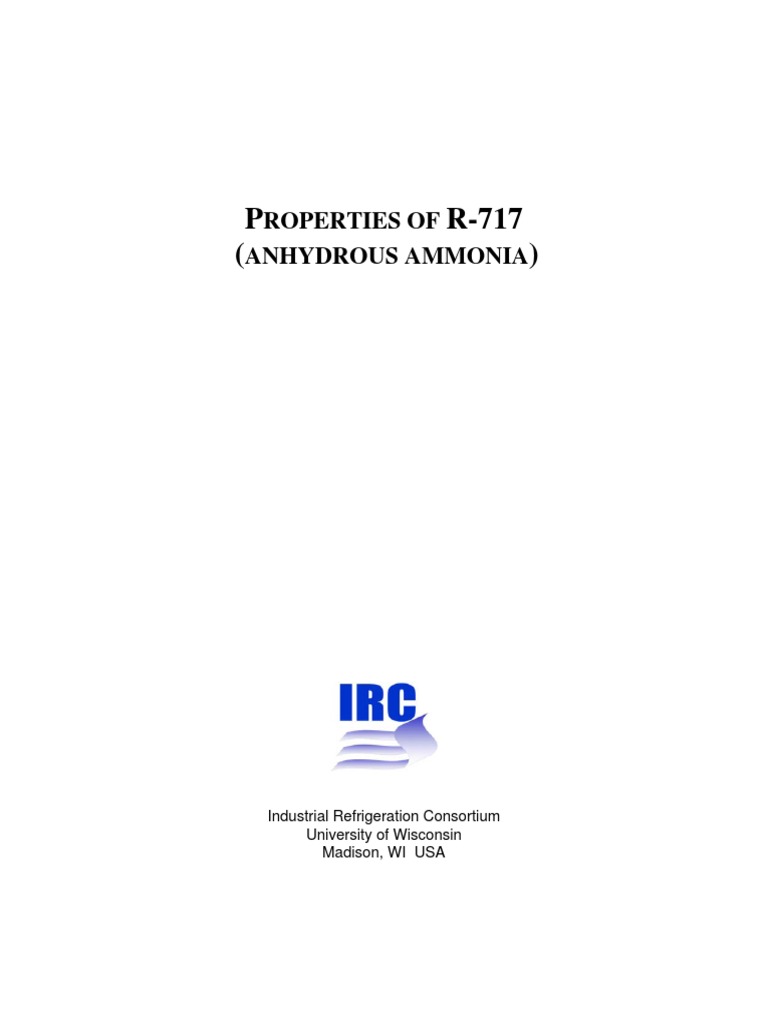 Properties of Refrigerant 717 Anhydrous Ammonia 1 PDF Enthalpy