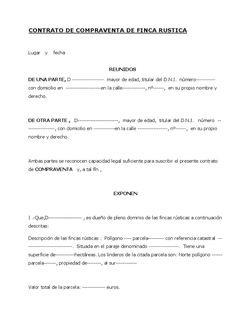 Contrato de Compraventa de Finca Rustica Información del