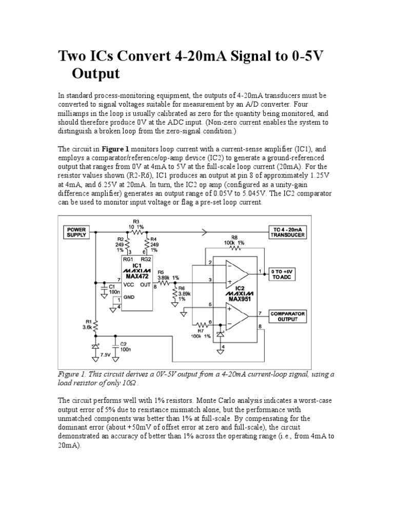 4-20mA to 0-5V Conversion Circuit | PDF