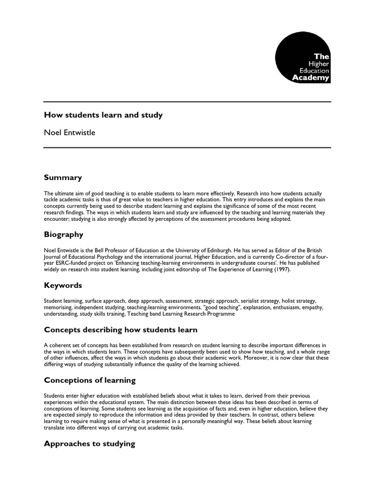 Id490 How Students Learn and Study | PDF | Study Skills | Educational ...