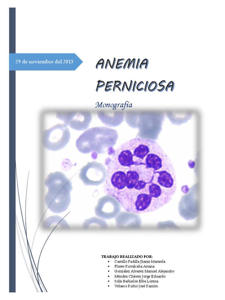 Monografía -Anemia Perniciosa- (1) | Ácido fólico | Diagnostico medico