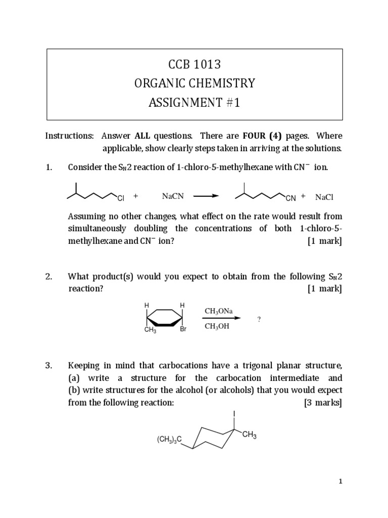 organic chemistry assignment help