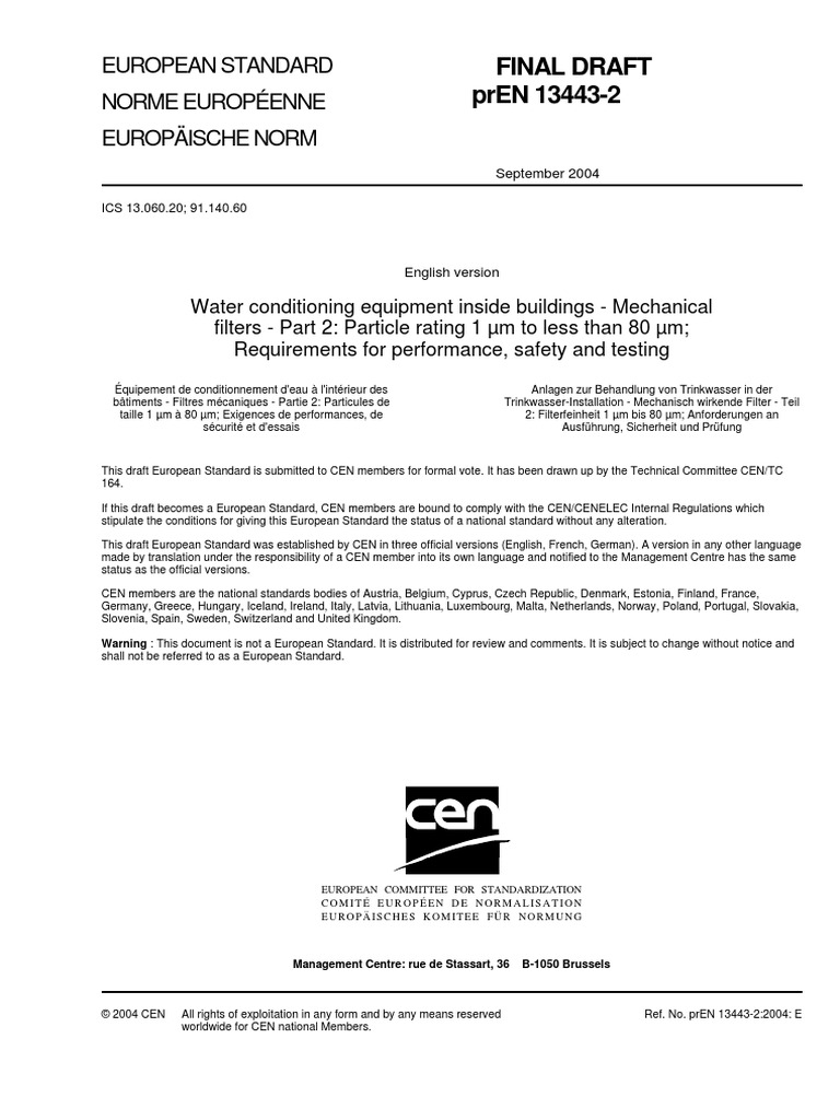 EN 13443-2 Filter | PDF | Filtration | Pressure