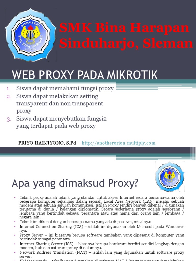 Panduan Web Proxy Mikrotik untuk Siswa | PDF