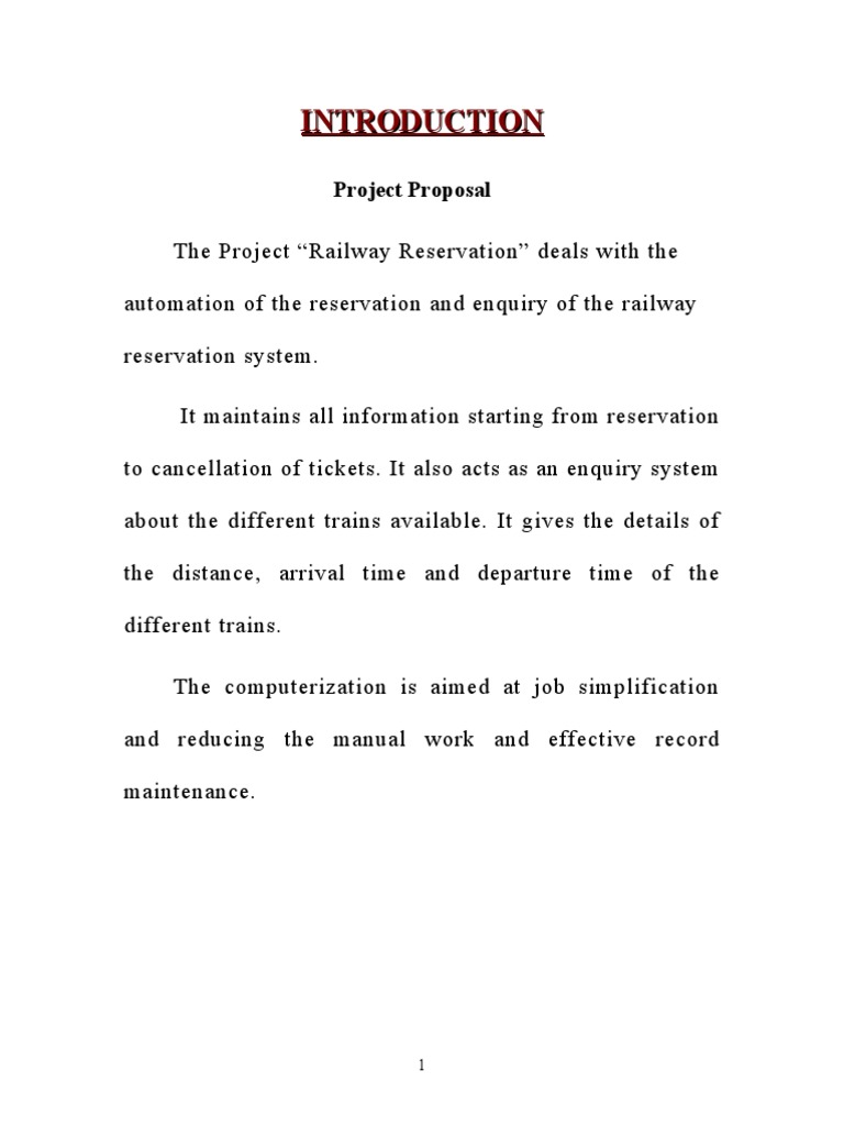 Project Railway Reservation System | PDF | Feasibility Study | Databases