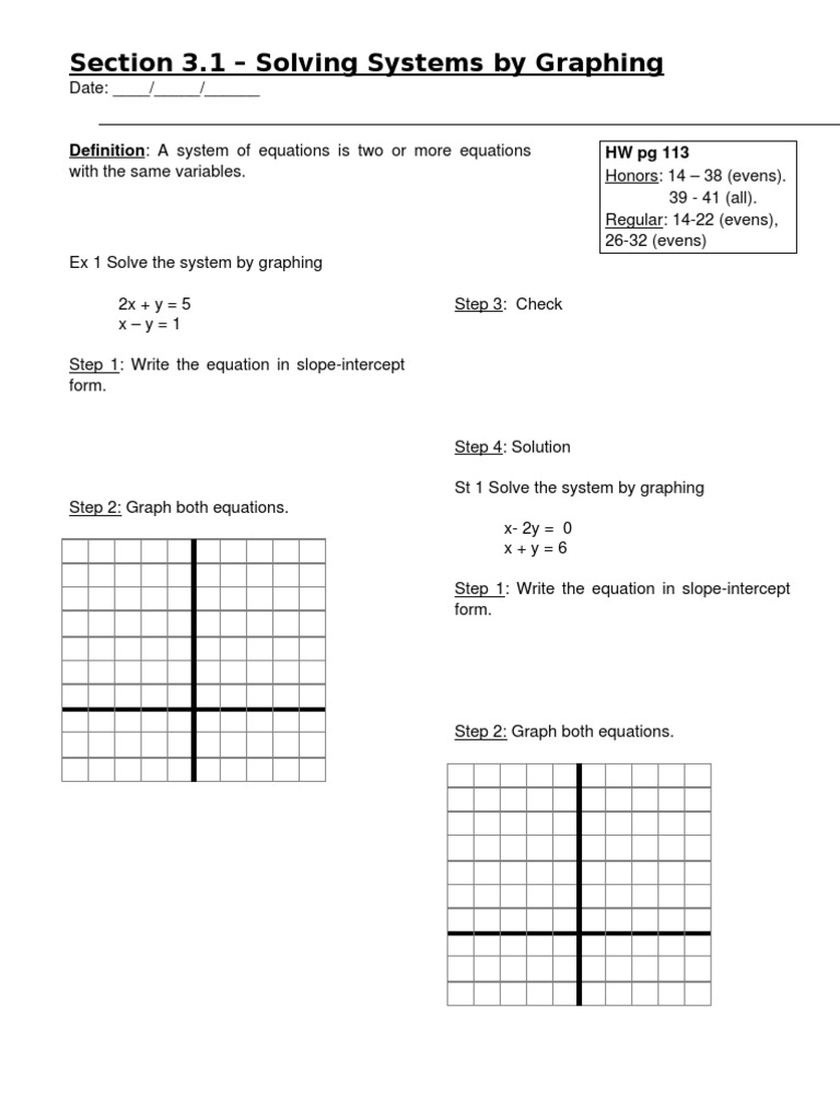 3.1 Graphing System of Equations | PDF | Mathematical Objects ...