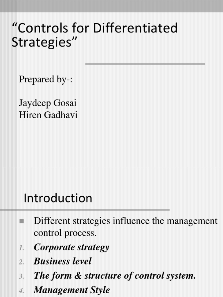 Management Control in Differentiated Strategies | PDF | Strategic ...