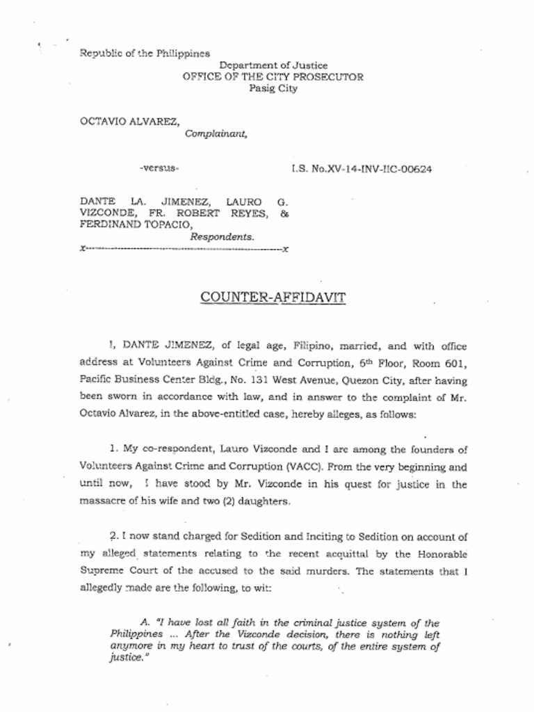 counter-affidavit