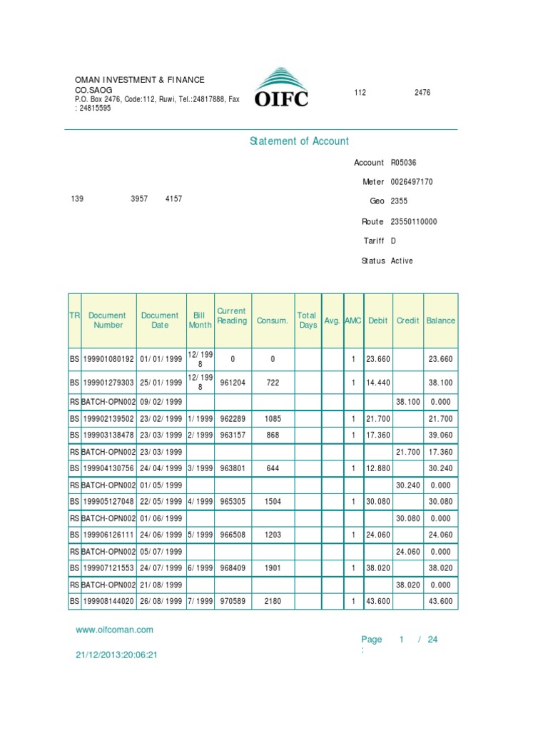 Bill Statement OIFC | PDF | Debits And Credits | Corporate Jargon