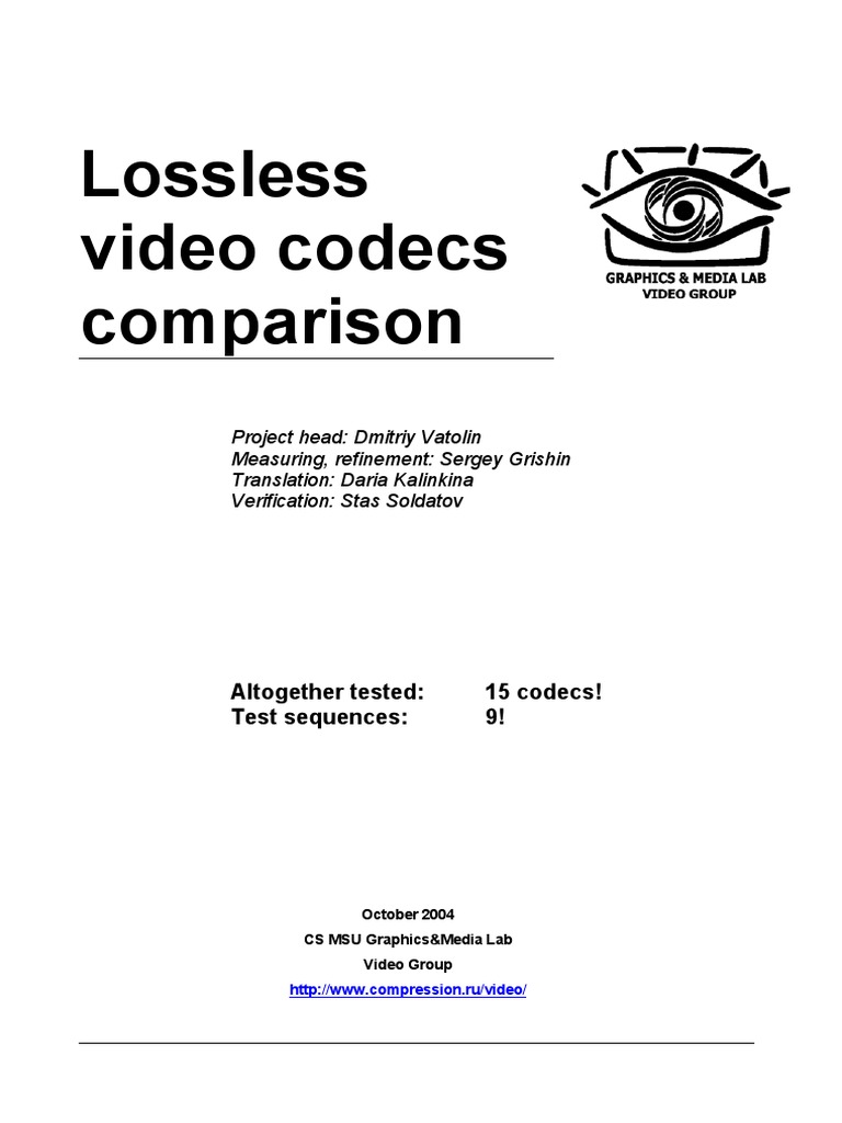 Lossless Video Codecs Comparison Test | PDF | Data Compression | Codec