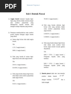Bab 1 Bentuk Piawai Nota Ringkas Matematik Tingkatan 4 Pdf