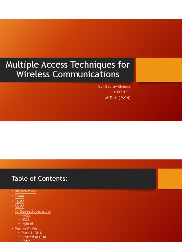 Multiple Access Techniques Overview | PDF | Channel Access Method ...