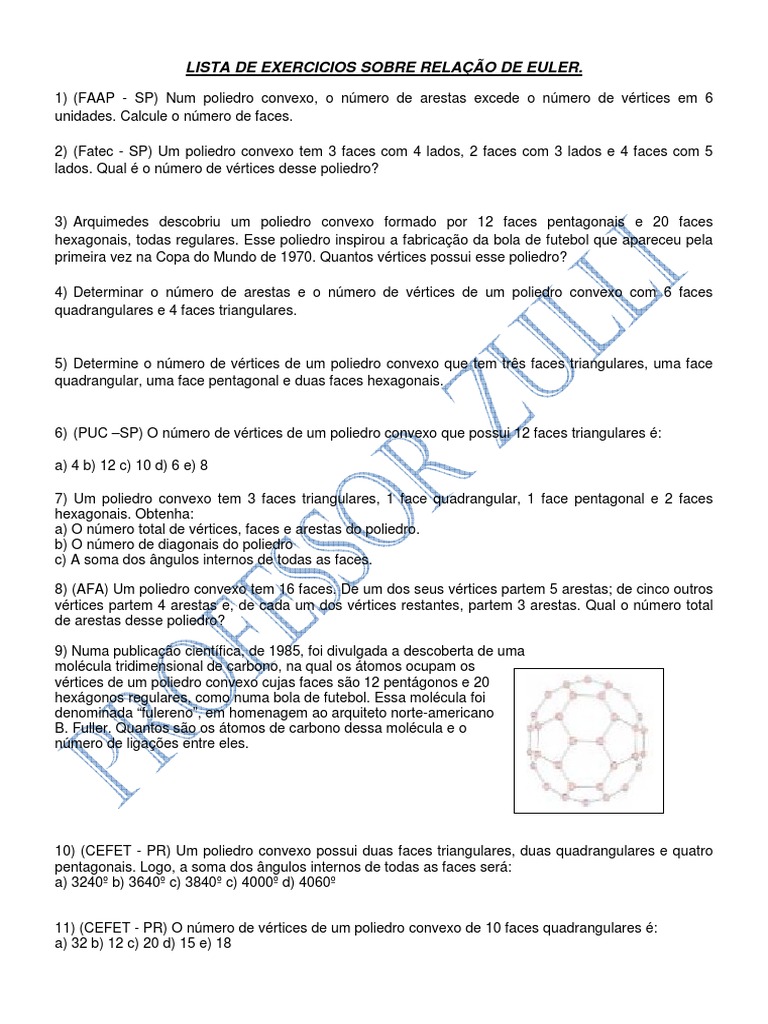 Lista de Exercicios Sobre Relação de Euler | PDF | Triângulo ...