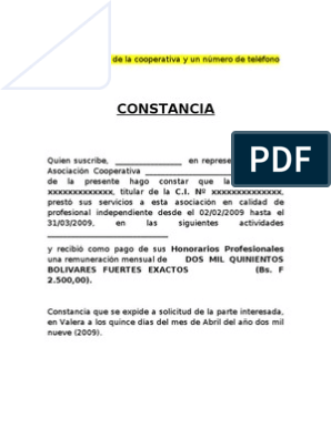 Constancia de Honorarios Profesionales | PDF | Business