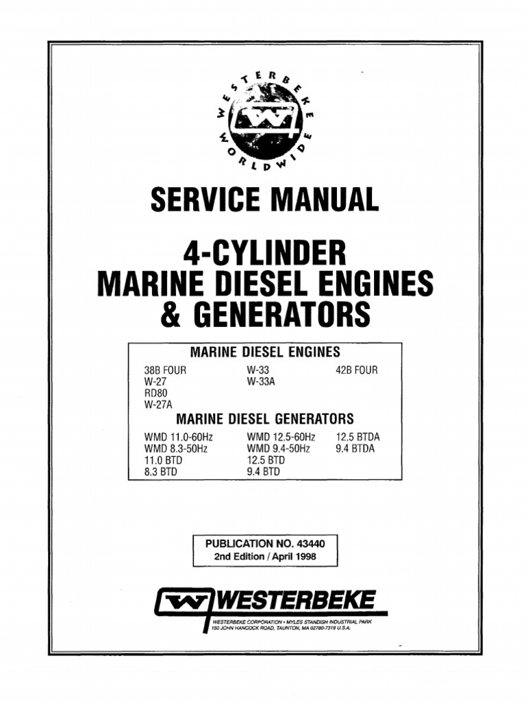 Service Manual: 4-Cylinder Marine Diesel Engines & Generators | PDF