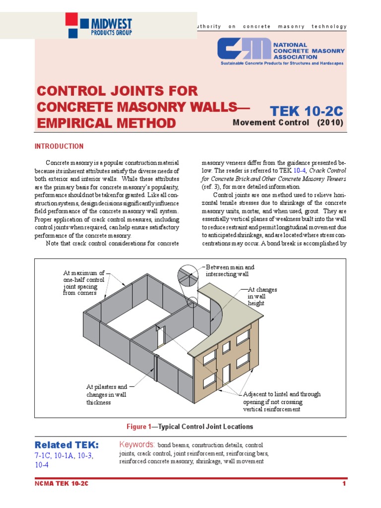 Control Joints for CMU Walls: TEK 10-2C | PDF | Masonry | Wall