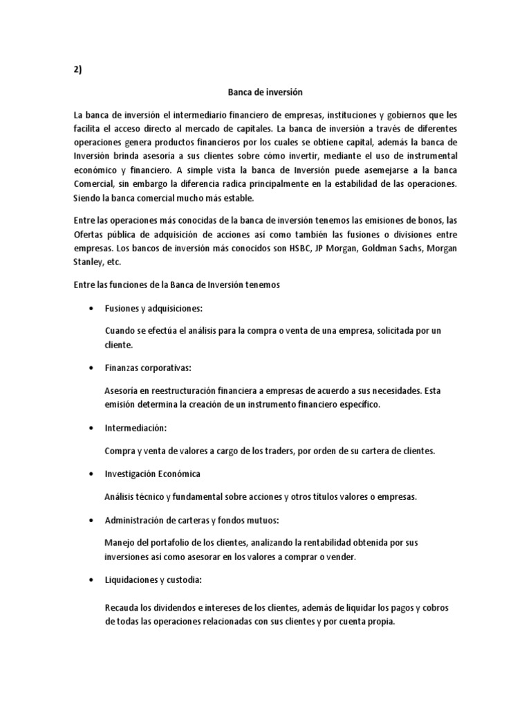 Banca de Inversión | PDF | Banca de inversión | Bancos