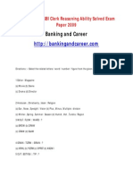 Banking and Career: (Paper) Latest SBI Clerk Reasoning Ability Solved Exam Paper 2009