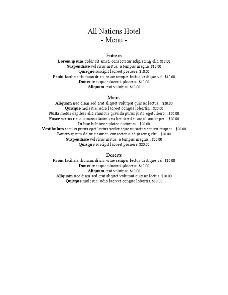 Menu | PDF