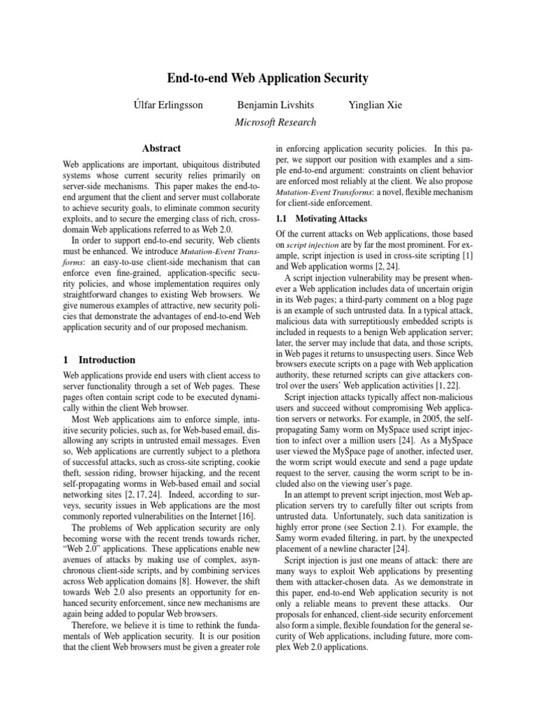 Enhancing Web App Security with Client-Side Policies | PDF | Dynamic ...