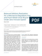Balanced Motions Realization for a Mechanical Regulators Free and Front-Wheel Drive Bicycle Robot Under Zero Forward Speed