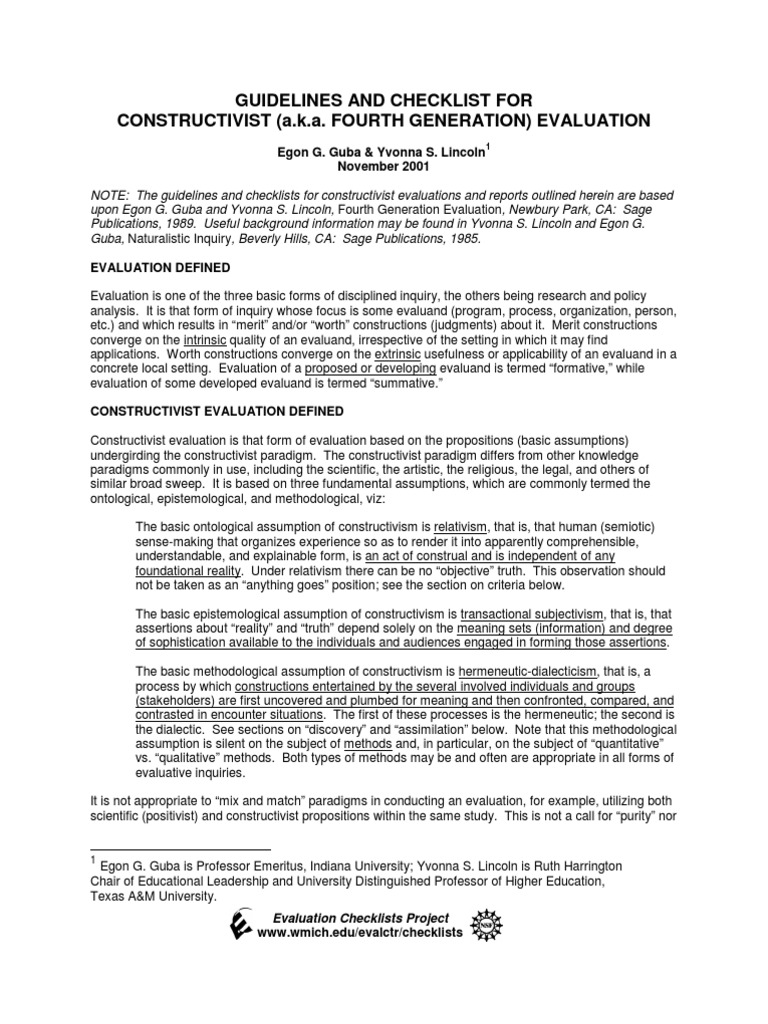 Constructivist Evaluation Guidelines | PDF | Career & Growth