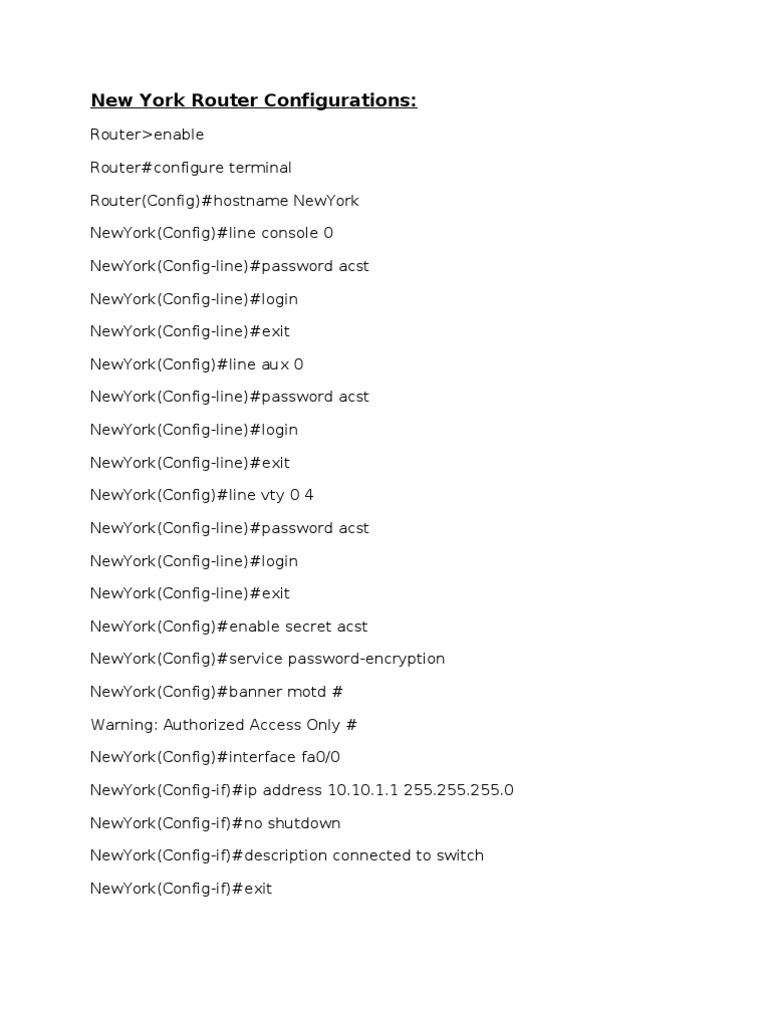 New York Router and Switch Configurations | PDF | Teaching Methods ...