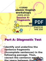 Academic English Workshop 0910S4 Fragments