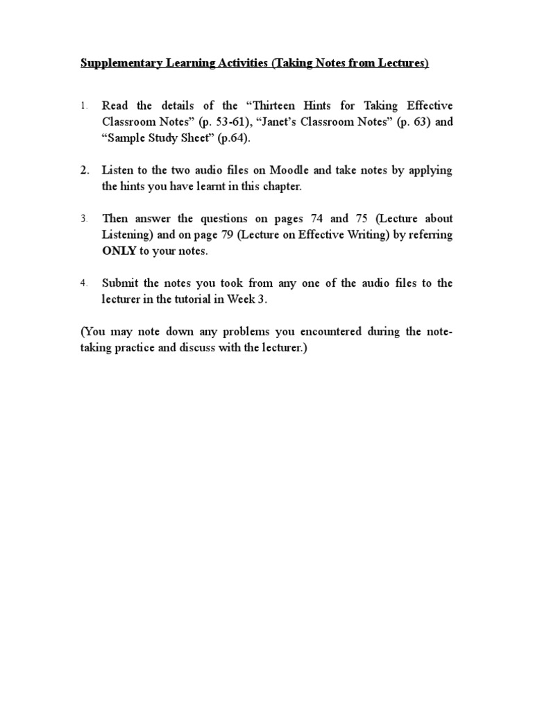 Supplementary Activities Note-Taking | PDF | Career & Growth