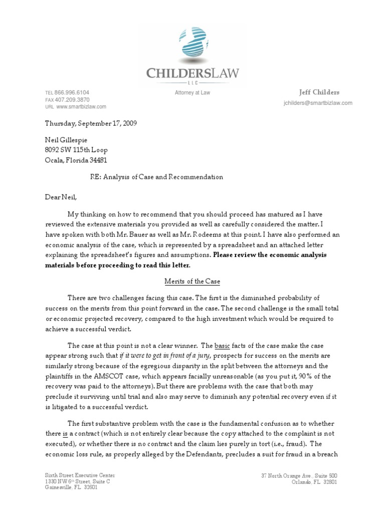 Jeff Childers, Analysis of Case and Sep172009 PDF