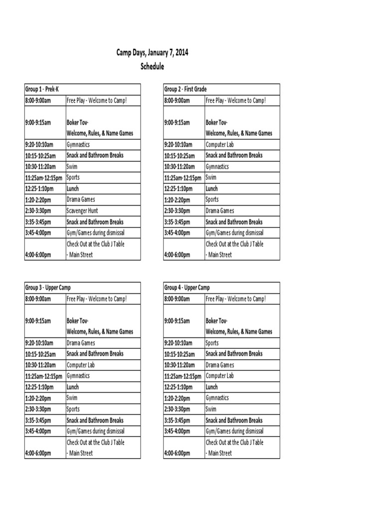 Jan 7 Schedule | PDF | Cooking, Food & Wine