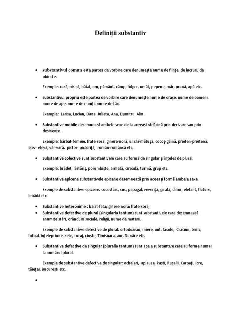DefiniÅ£ii Substantiv