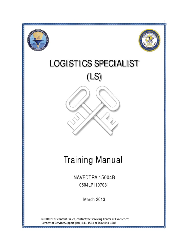 Logistics Specialist Navedtra 15004b United States Navy Mail