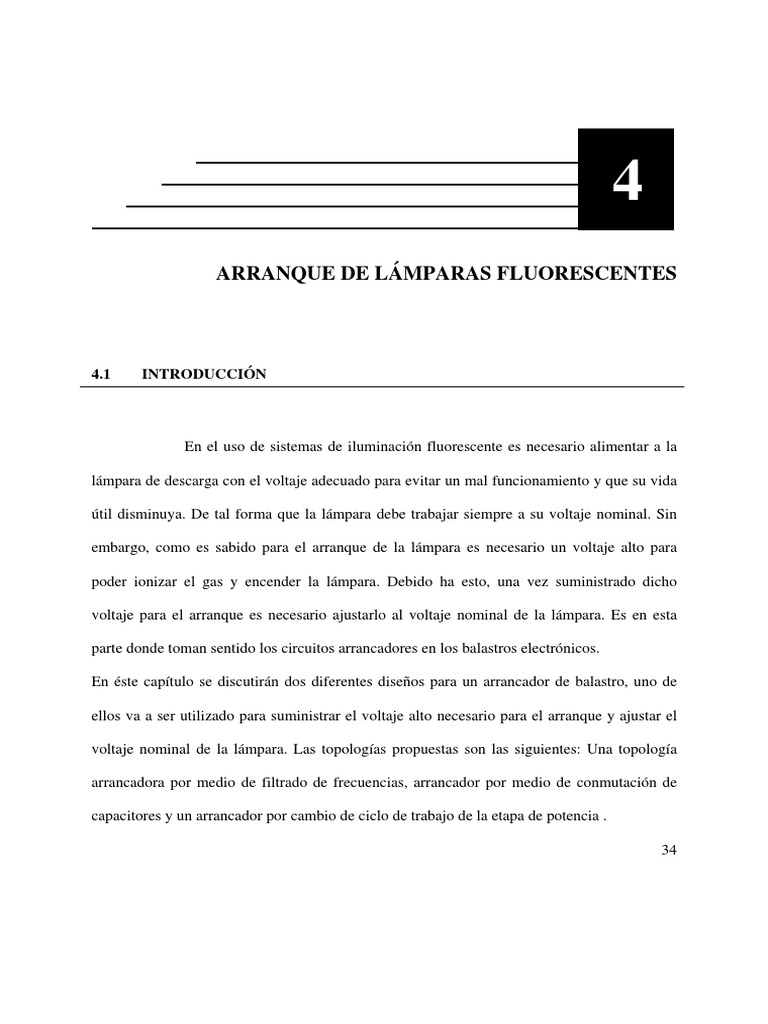 Arranque de Lámparas Fluorescentes PDF Lámpara fluorescente Fuerza